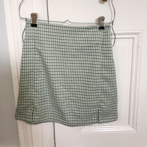 Green and white plaid miniskirt